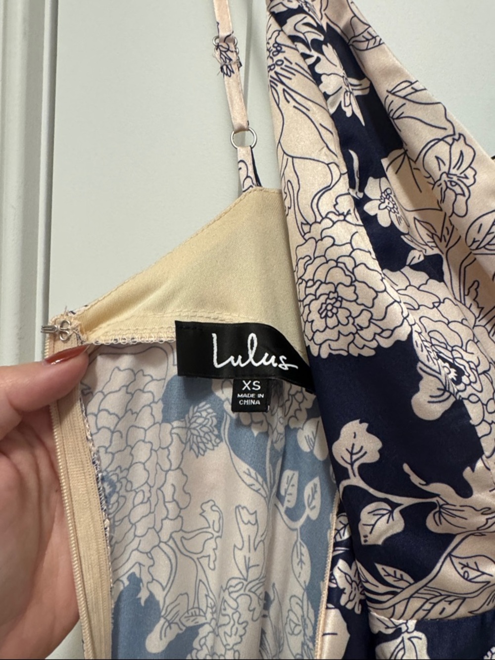 Lulu's Navy and Cream Floral Slip Maxi Dress - Picture 2 of 2